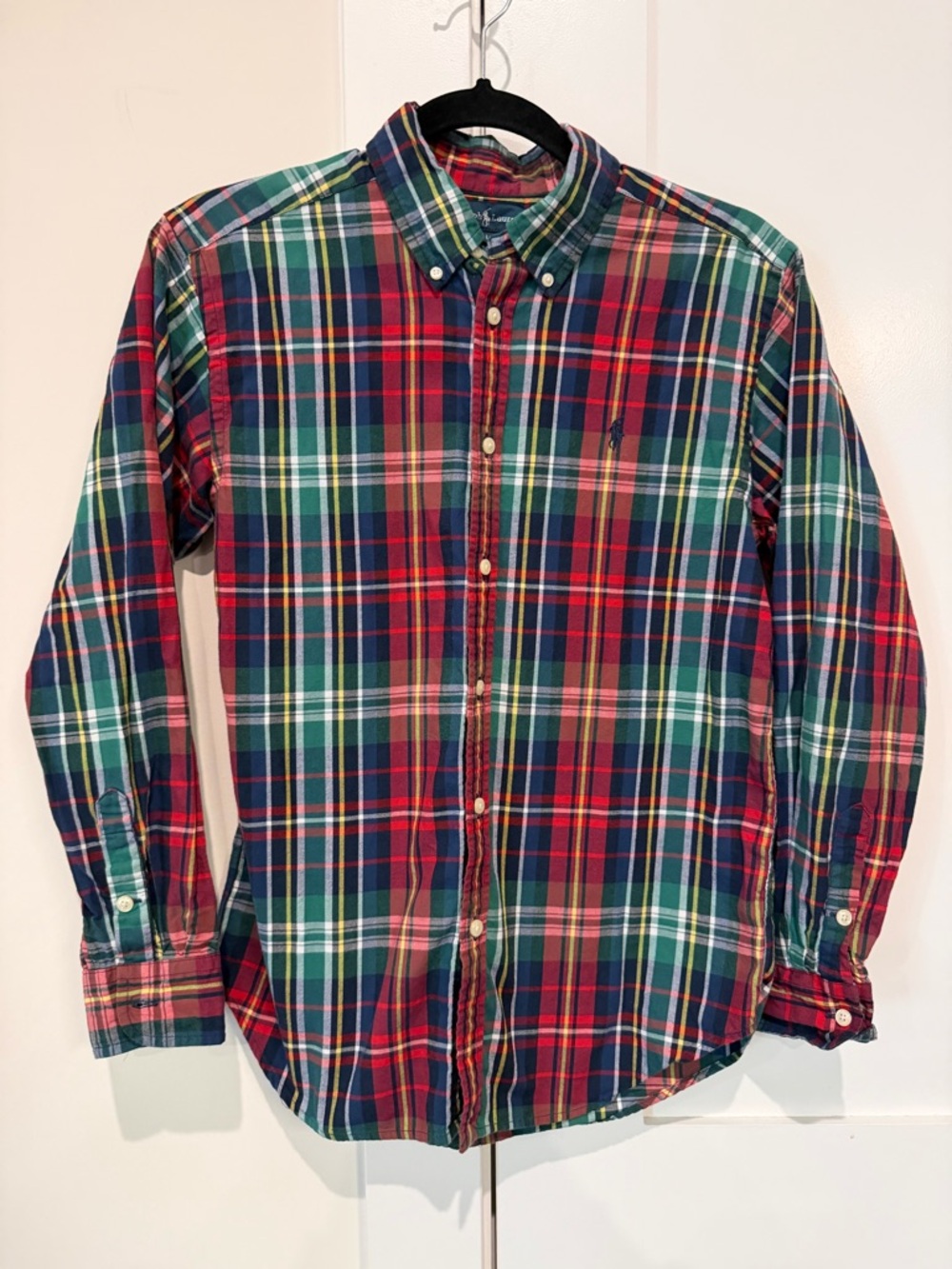 Ralph Lauren Plaid Tartan Button Down Shirt Boys Sz‎ L (14 16) Fits Women XS | S